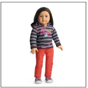 American Girl MYAG Striped Hoodie Outfit Charm COMPLETE IN BOX Retired EUC